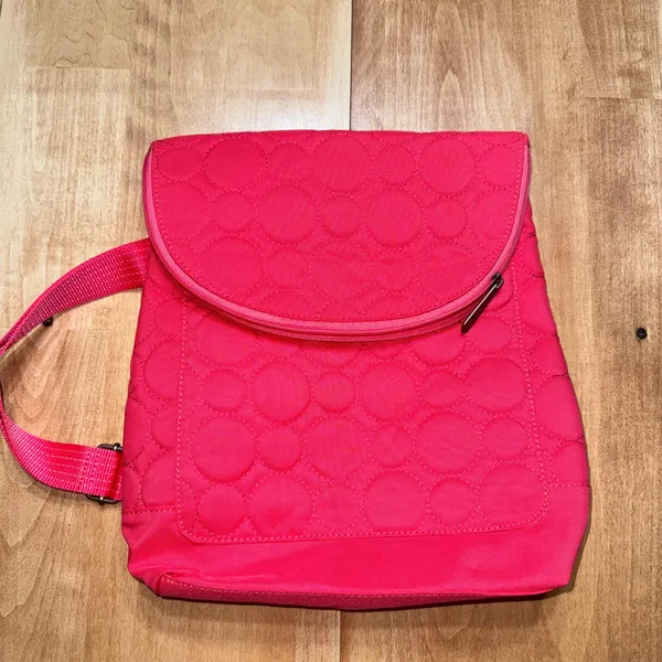 Thirty-One Quilted Circle Pink Backpack‎ Crossbody Bag Adjustable Strap New - Image 2
