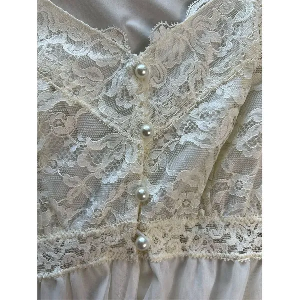 Olga Ivory Lace Nightgown Peignoir Set Size 34M Chemise Vintage, Lace, Wedding - Image 5