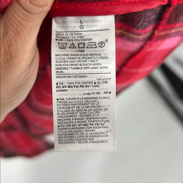 Old Navy Women’s Long Coat Red Tartan Plaid Oversized Soft Brushed Duster~L - Image 7