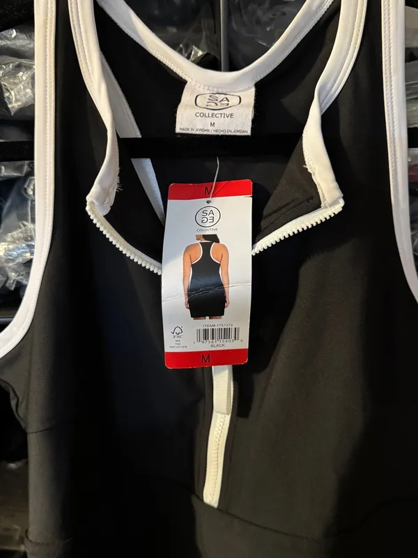 SA-E3 Collective Black Racerback Tank Dress with White Trim - Image 4