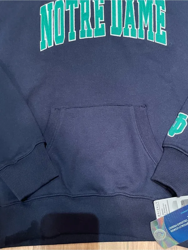 Notre Dame Sweatshirt Stadium Athletics Size M Fighting Irish Hooded Blue Green - Image 3