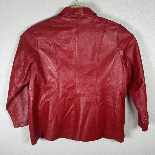 Dialogue Red Leather Full-Zip Jacket Womens Plus Size 1X Punk Rock Classic - Image 4