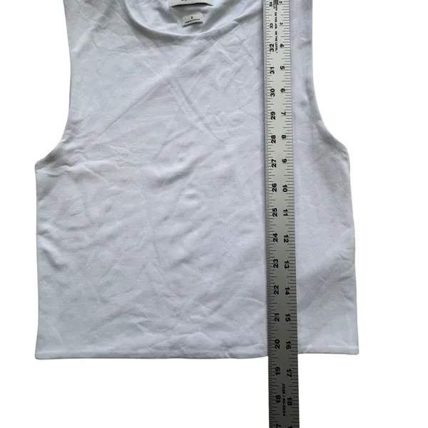 Babaton Aritzia Contour Muscle Tank White‎ Womens S Sleeveless Cropped Crew Neck - Image 5