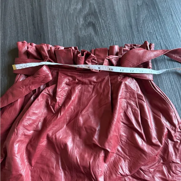 Alice + Olivia Deep Red Faux Leather Mini Skirt - Image 7