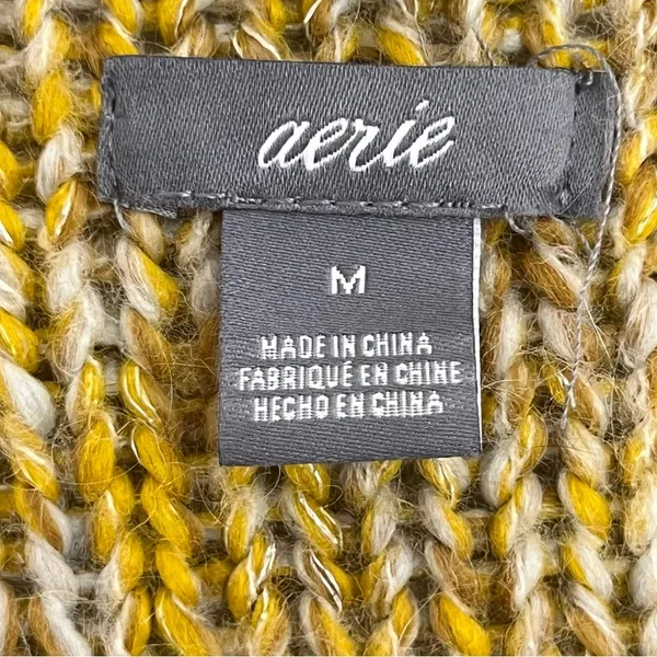 Women's Aerie Opens Front Waterfall Cardigan Size Medium Yellow, Tan‎ & White - Image 2