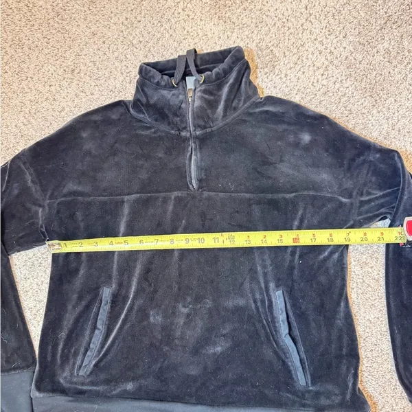 Champion C9 Black Velour Quarter Zip Pullover Jacket Cozy Athleisure Winter Ski - Image 8