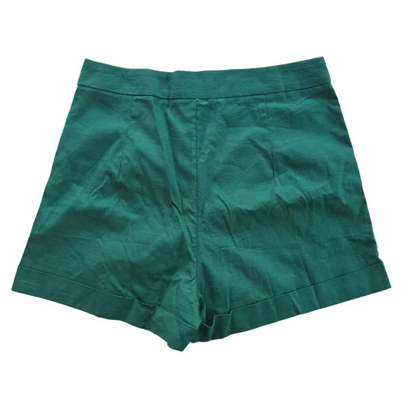 SHEIN Emerald Green High Waisted Tailored Shorts Cuffed Hem Size‎ L 8/10 - Image 3