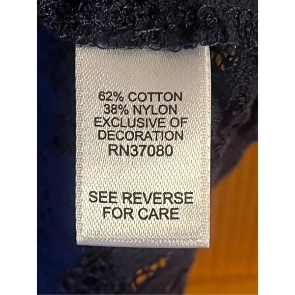 Cato Navy Blue Lace Sleeveless Top Button Up Back Size XL (3829) - Image 3