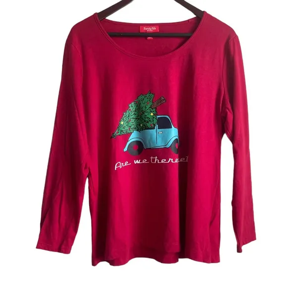 Christmas PJs Set Women 1X Red Long Sleeve Holiday Novelty Print Lounge Festive‎ - Image 3