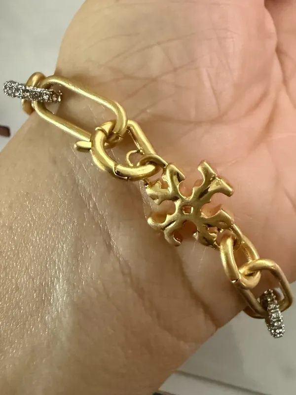 Tory Burch | Gold Plated and Pave Crystal Accent Bracelet | 7 inches - Image 4