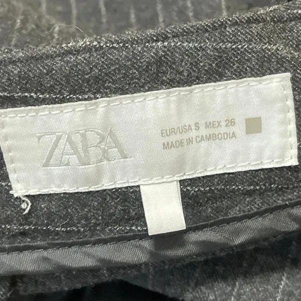 Zara Women's Black Pinstripe High Rise Pleated Wide Leg Trousers Pants Size S - Image 4