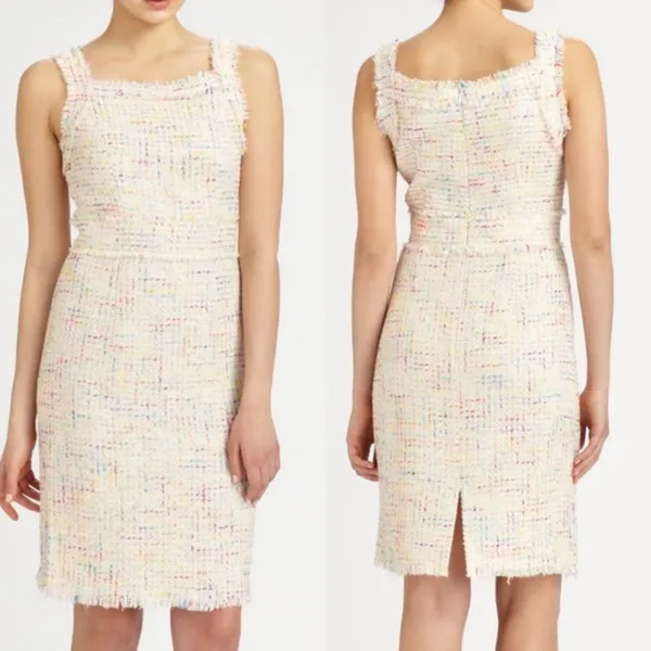 Theia Colorful Multi Tweed Sheath Dress Sleeveless Womens Size 10 - Image 2