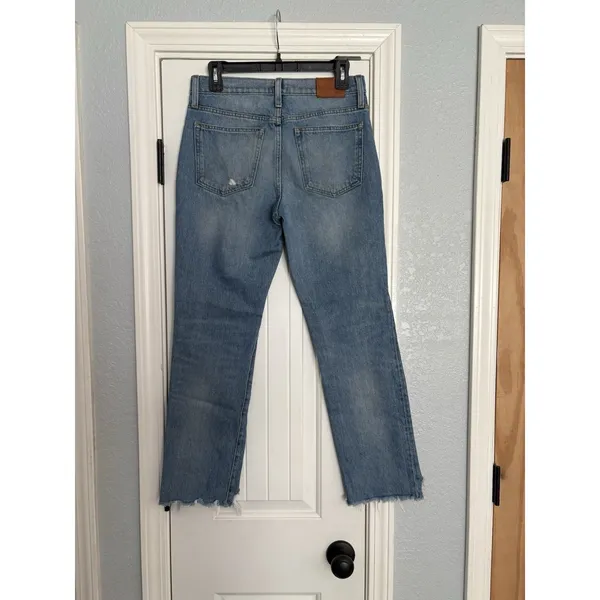 J.Crew Slouchy Boyfriend Jeans Womens 24 Blue Excellent Distressed‎ Raw Hem - Image 3