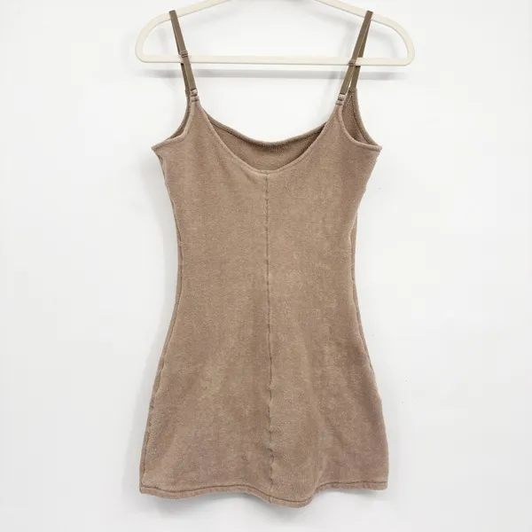 NWT SKIMS Womens Terry Cotton Desert Tan Neutral Mini Slip Dress Size M - Image 7
