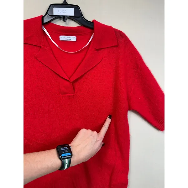 Naadam Cloud Red Cashmere Short Sleeve Polo Medium - Image 3