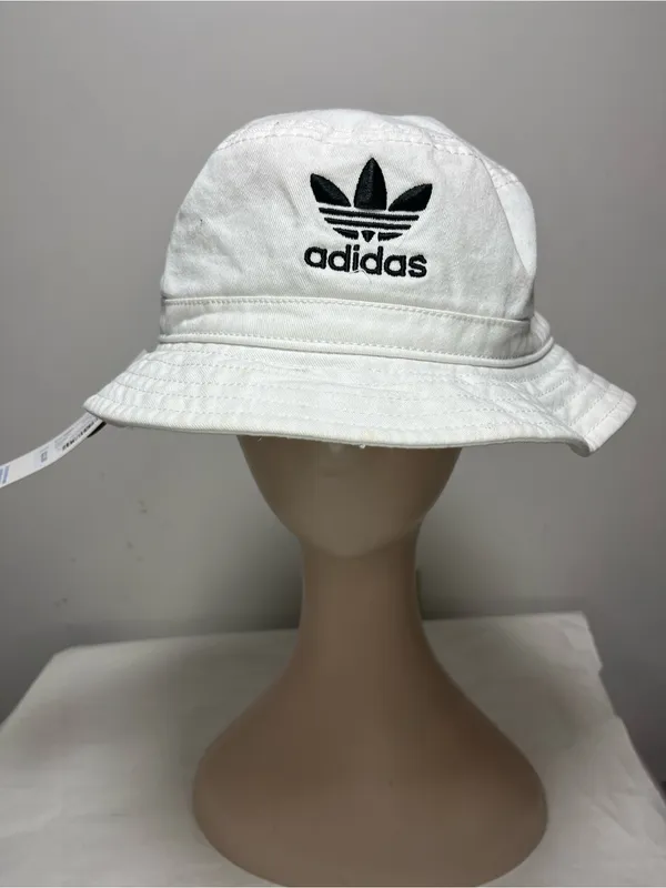 Adidas NWT White Bucket Hat Y2K Sporty Sun Protection Coaching Summer - Image 2
