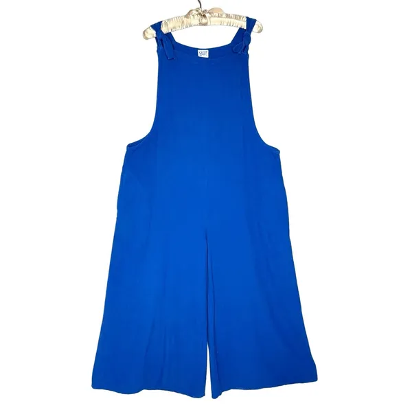 Oh My Gauze! Sabina Size 3 XXL‎ Wide Leg Overalls Romper Jumpsuit Blue Cotton - Image 4