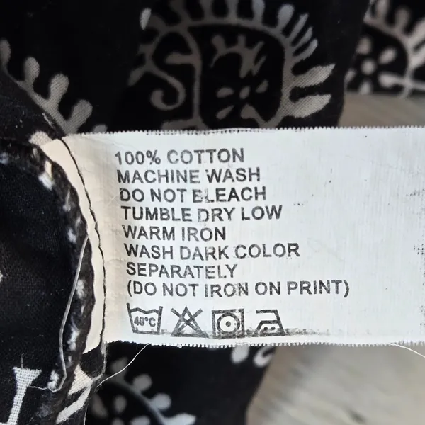 Shyla Nightwear Black White Block Print Cotton Maxi Gown Dress Womens Medium - Image 6