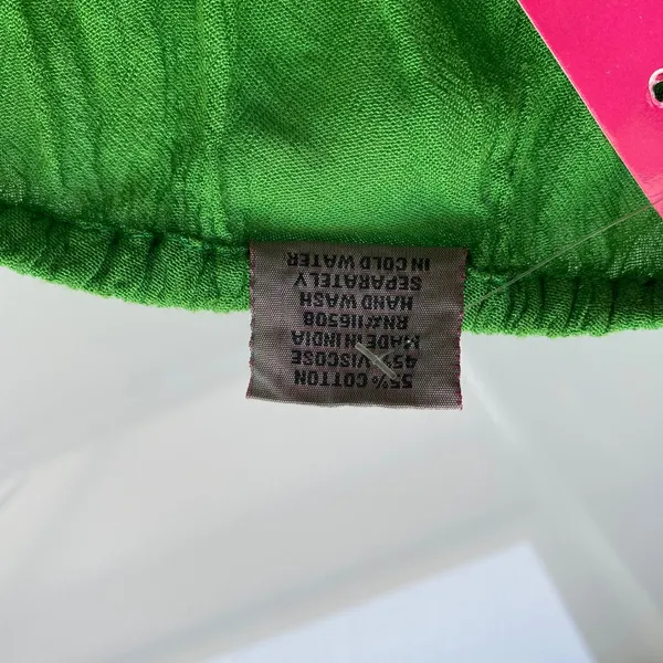 Fashion Terminal Cotton Boho Beachy Relaxed One Shoulder Kaftan Tunic Free Green - Image 8