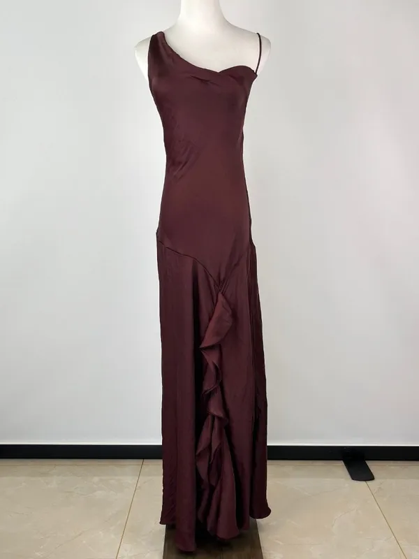 NWOT Farm Rio Ruffled Sleeveless V-Neck Maxi Dress Burgundy Size M - Image 5