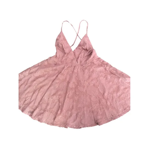 Lulus Days of Beauty Burnout Floral Jaquard Skater Dress Vtg Dusty Rose Pink L - Image 8