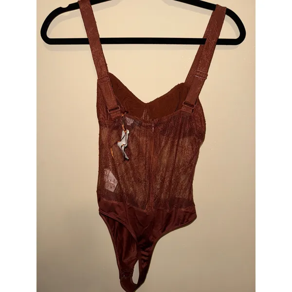 Danielle Bernstein NWT Rust Brown Floral Lace Underwire Bodysuit Size 6 Lingerie Layer BOHO Romance - Image 5