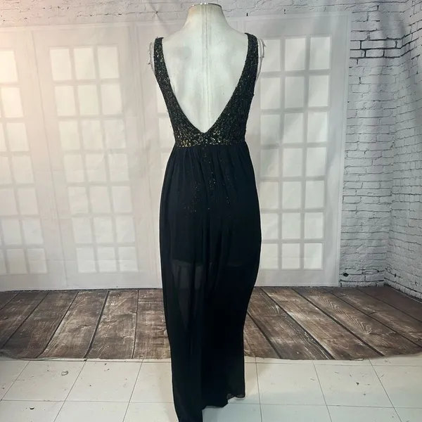 🔥5/$25 sale🔥 ark & co NWT black and gold bodycon mini with sheer black chiffon - Image 5