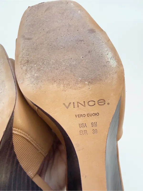 VINCE Pia Leather Wedge Sandals - Tan Size 9 - Image 8