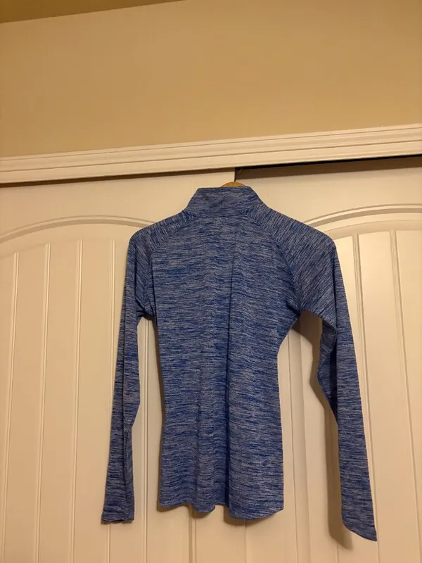 Russell Athletic Kansas Jayhawks 1/4 Zip Sweatshirt Women's Small 4/6 Marled Blue - Image 3