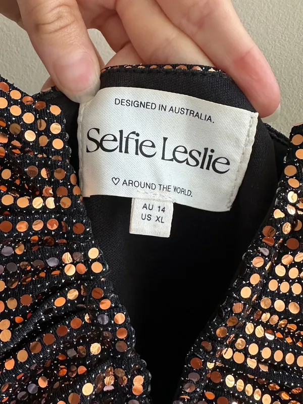 Selfie Leslie Dancing In September Thigh Split Sequin Dress Bronze, Size XL - Image 13