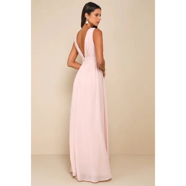 NWOT Lulus Heavenly Hues Blush Maxi Dress Bridismaid Wedding Formal Size S - Image 3