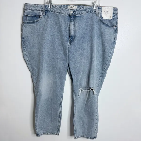 Abercrombie & Fitch Curve Love The Skinny High Rise Blue Wash‎ Size 37/24 Short - Image 2