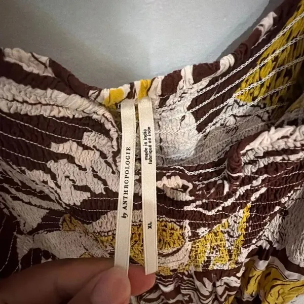 By Anthropologie Leopard Print ruffled maxi dress XL Smocking Flutter Sleeve #14 - Image 9