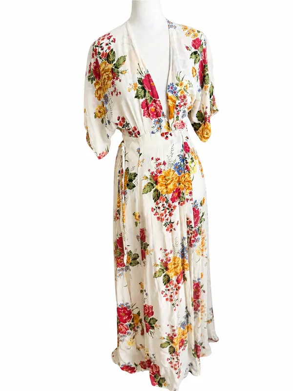 Reformation Winslow Floral Wrap Short Sleeve Maxi Dress - Size XS - Image 3