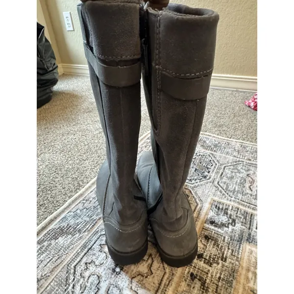 Eddie Bauer Trace Boots Womens 9.5 Gray Leather Zip Tall‎ Riding Waterproof - Image 5