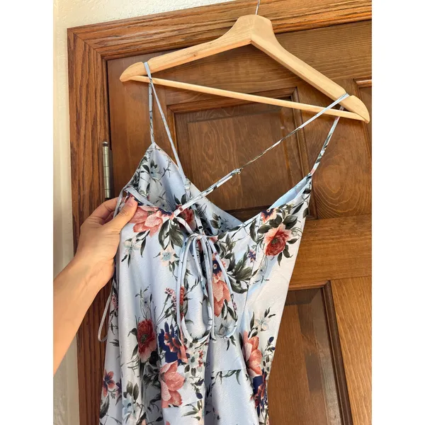 ASTR Gaia Floral Midi Dress in Blue Rust Size Small NEW - Image 6