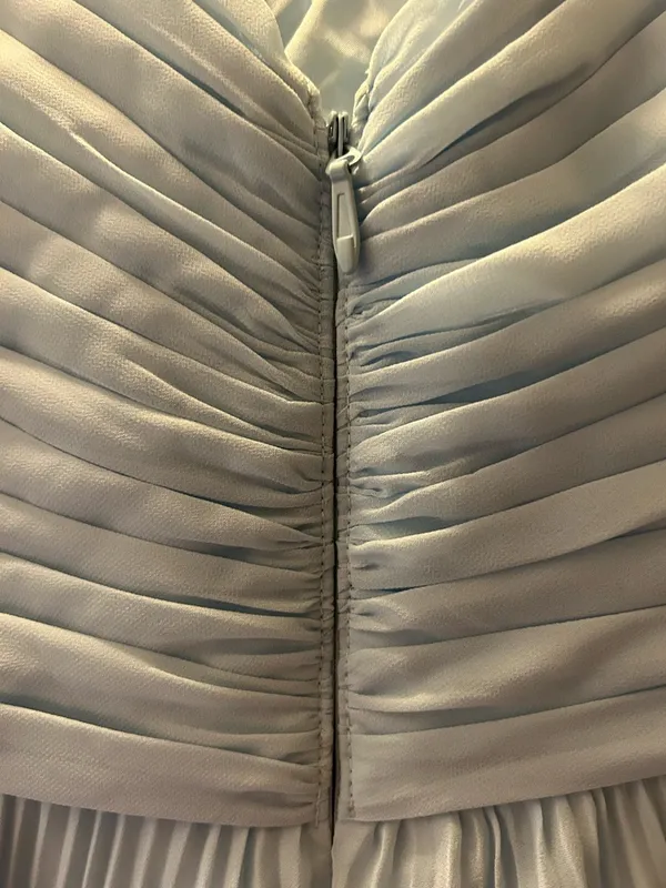 Azazie Sea Glass Raychelle Pleated V-Neck Chiffon Maxi Dress | Size 6 - Image 7
