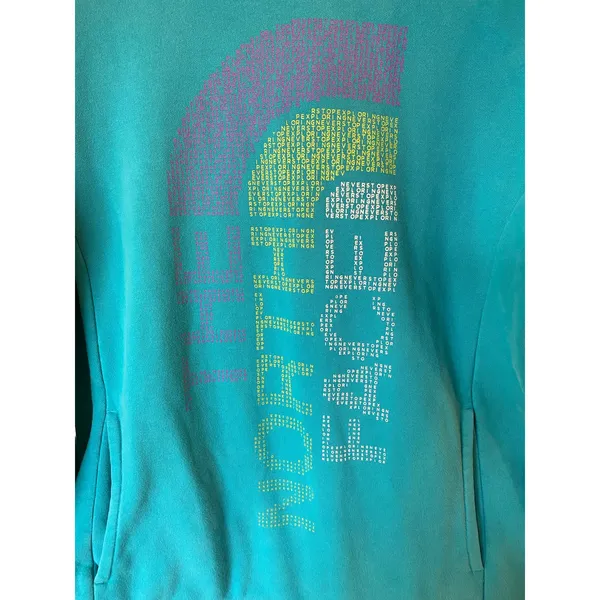 The North Face Printed Long Sleeve Drawstring Hoodie Blue Women Large Classic - Image 3