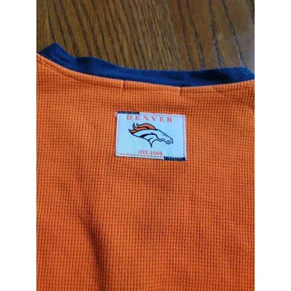 Denver Broncos WEAR by Erin Andrews Woman's Henley Long Sleeve T-shirt B5 - Image 3