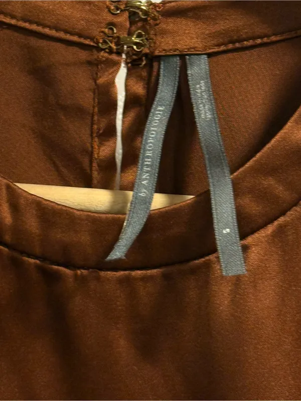 Anthropologie Copper Satin Casual Crop Baby Tee Size S - Image 8