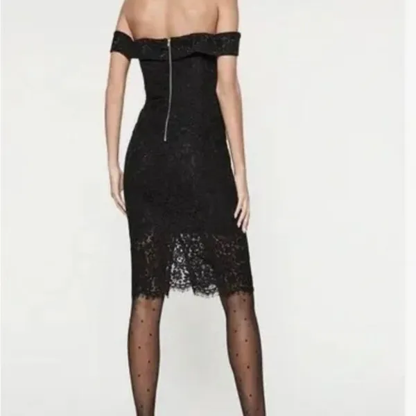Bardot Medium Bella Black Lace Off Shoulder Mini Cocktail Dress NWT - Image 4