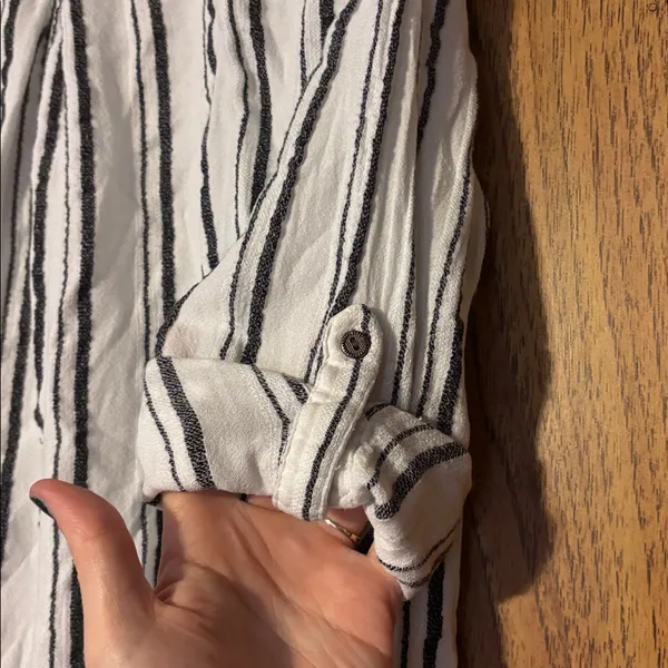 Lucky Brand Black and White Striped Casual Shirt - Image 6