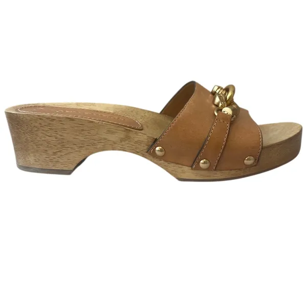 Tory Burch Jessa Leather Wood Sandals Size 8‎ - Image 11