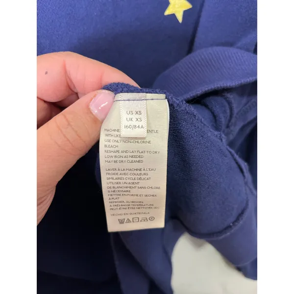 Anthropologie Cheers‎ Graphic Sweatshirt Navy Star Print Crewneck Pullover XS - Image 5