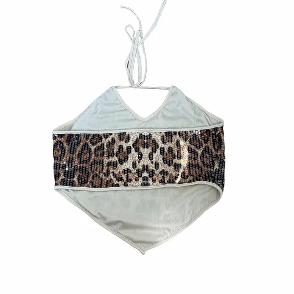 SHEIN Curve Women’s Leopard Print Sequin Halter Top - Image 2