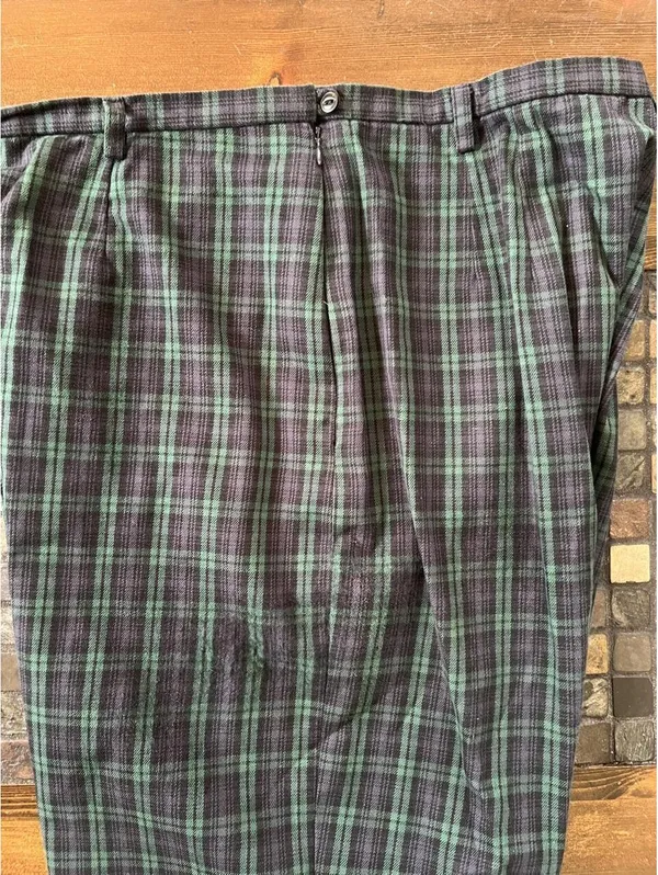 Vintage 90s Gap Navy Green Plaid Dark Academia Old Money Pants size 14 💚 - Image 6