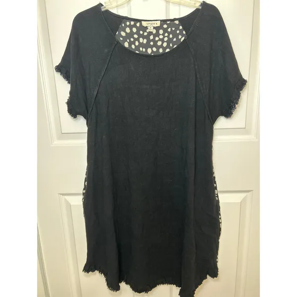 Umgee Women's XL Black Fringe Hem Tunic Dress Casual Boho Summer‎ Cover Up - Image 3