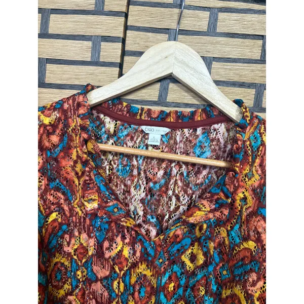 Cato‎ Multi Color Crochet Top Size Large - Image 3