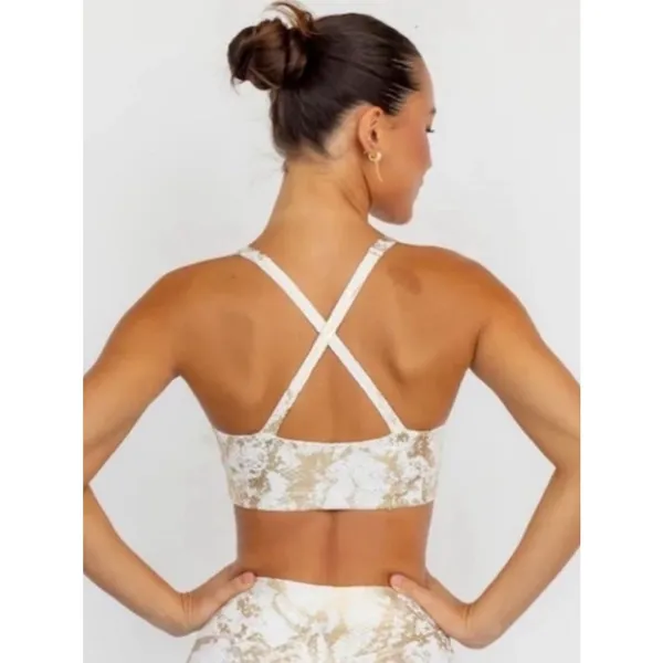 Astoria Activewear White Gold Snake Print Sports Bra Small - Image 3