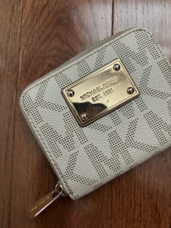 Michael Kors leather monogrammed mini zip around wallet - Image 2
